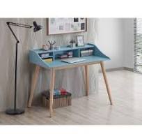 PAGED Home Office Desk 43" L Simple Modern Writing Desk with Open Storage  Compartments for Study, Blue