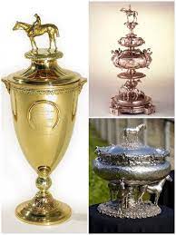 The trophy is made by tiffany's, and dates back to the 1800s. Triple Crown Trophies Left Kentucky Derby Top Right Preakness Stakes Bottom Right Belmont Stakes Deko