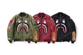 Bape Brings Its Shark Motif To The Ma 1 Patterned Bomber Jacket Bape A Bathing Ape