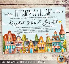 It Takes A Village Baby Shower Invitation We All Know It Takes A Village To Raise A Child Modern Baby Shower Invitations Baby Shower Invitations Baby Shower
