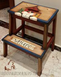 Basamak3 Step Stool Painted Furniture Decoupage Furniture