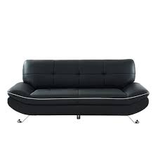 Canapé droit 3 places cuir. Rome Canape Droit 3 Places Cuir Noir Contemporain L 205 X P 89 X H 88 Cm Cdiscount Maison