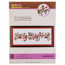 In a black and white pdf pattern, you'll have a symbol to represent the color thread. Merry Christmas Counted Cross Stitch Kit Hobby Lobby 982066