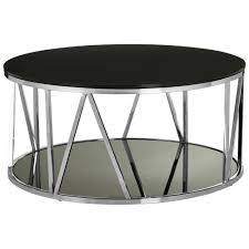 Chrome finish glass chair side end table. Camperian Round Chrome Finish Coffee Table Stainless Steel Glass Black Clanbay