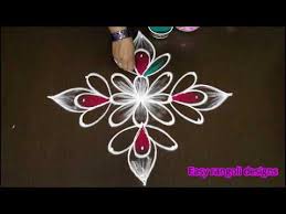 Easy Color Rangoli Designs With7dots Simple Kolam With Dots Beautiful Muggulu D Rangoli Designs Flower Flower Pattern Design Simple Rangoli Designs Images