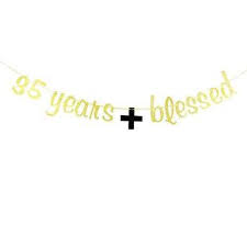 Throw an aged to perfection party featuring the honoree's favorite wine, whiskey, or other liquor. Hotmoon 85 Years Blessed Banner 85th Birthday Anniversary Party Decorations Photo Props Gold