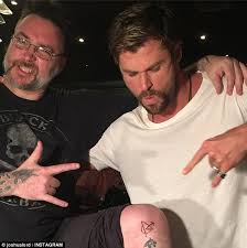 Extraction, out now on @netflix. Shirtless Chris Hemsworth In Pain While Getting Avengers Tattoo Daily Mail Online