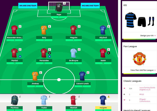 fantasy premier league team selection GW34