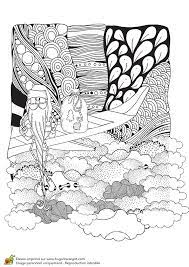 coloriage pour un hiver zen le pere noel dans les nuages dessin nuage livre de couleur licorne