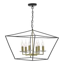 Maybe you would like to learn more about one of these? 6 Light Black Frame Ceiling Pendant With Polished Brass Fitting