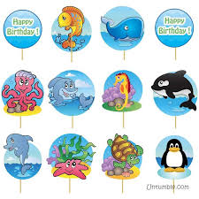Decorations and more at disney store. Underwater Birthday Theme Cup Cake Toppers Untumble Com