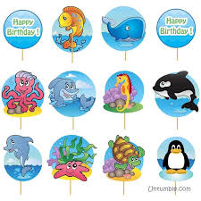 This fun, mermaid themed party décor al. Underwater Birthday Theme Cup Cake Toppers Untumble Com