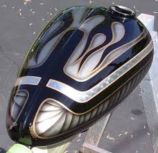Black And Gold Motorcycle Paint Jobs Pin By Mike Mendillo On Pinstriping Leaf Custom Motorcycle Paint Jobs Custom Paint Motorcycle Bike Tank