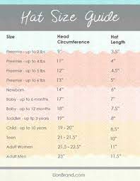 Hat Size Guide Preemies Through Adults Lion Brand Notebook Crochet Hat Sizing Crochet Hat Size Chart Baby Hat Sizes