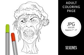 They will eat your brain !!! Ugly Zombie Head Christmas Adult Coloring Page 1023409 Coloring Pages Design Bundles