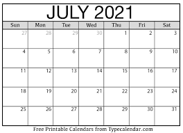 You can find all different types of free printable calendar templates including: Free Printable July 2021 Calendars
