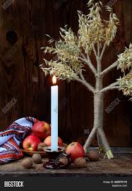 Set of 2 olive wood candle holders table dinner wooden stick. Ukrainian Christmas Image Photo Free Trial Bigstock