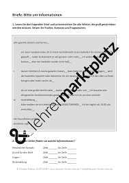 Es tut mir ein leid an. B1 Dtz Bitte Um Informationen Gross Und Kleinschreibung Unterrichtsmaterial Im Fach Daz Daf Brief Deutsch Briefe Schreiben Zeichensetzung