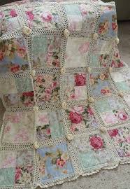 Fabric And Crochet Make A Lovely Quilt Quilting Digest Crochet Quilt Crochet Fabric Shabby Chic Fabric