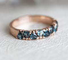 London Blue Topaz Ring Teal Blue Wedding Band Rose Gold Etsy Topaz Wedding Ring Blue Topaz Ring Blue Topaz Wedding