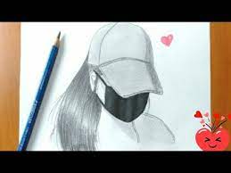 تعليم رسم فتاة ترتدي كمامة و قبعة رسم بنات للمبتدئين بالرصاص رسم سهل تعليم الرسم للمبتدئين youtube in 2021 pencil drawings girl drawing butterfly drawing