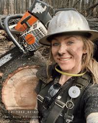 Female forester's chainsaw skills in forestry