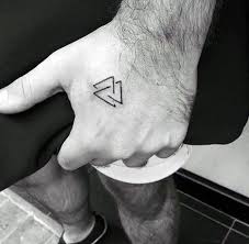 Small Triple Triangle Tattoo On Hands For Men More Small Tattoos For Guys Tattoos For Guys Hand Tattoos
