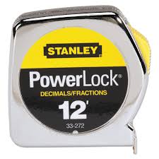 The standard tape measure consists of a length of tape held inside a container. Stanley Tools Die Cast Tape Rule Decimal Fraction 1 2 X 12ft Yellow 1 32 Graduation Walmart Com Walmart Com