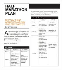 Sample Half Marathon Pace Chart 5 Documents In Pdf