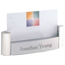 These vistaprint business card holders are made of strong durable materials and can hold up to 60 of your business cards. Modern Steel Pearl Desktop Business Card Holder