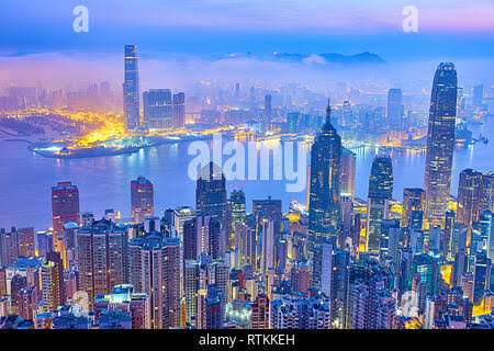 Hong Kong view of Victoria Harbour and Central from Lugard Road Victoria Peak "The Peak" HK Stock Photo - Alamy