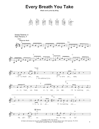 Every Breath You Take Ukulele Just Go With It Every Breath You Take Easy Guitar Print Sheet Music Now