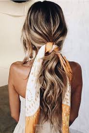 Pin By Chiara Majer On Hair Long Hair Styles Messy Ponytail Hairstyles Cute Bandana Hairstyles