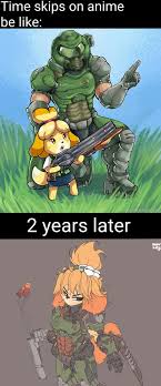 Anime Logic Doomguy And Isabelle Anime Memes Funny Anime Funny Funny Gaming Memes