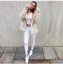 Jeans Ripped Jeans Skinny Jeans White Jeans White Ripped Jeans Pants Skinny Pants White Pants Ou White High Waisted Jeans Top Outfits High Waisted Jeans Outfit