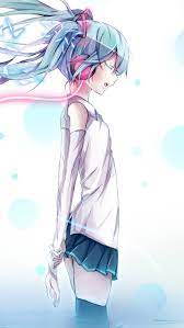 Hatsune Miku Vocaloid Headphones Anime Manga Wallpaper For Android Iphone And Whatsapp Animasi Hatsune Miku Wallpaper Anime