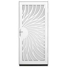 Unique Home Designs 36 In X 80 In Solstice White Surface Mount Steel Security Door With Shatter Resistant Glass And Brass Hardware Idr31000362159 The Home D Steel Security Doors Unique House Design