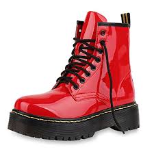 Scarpe Vita Damen Stiefeletten Plateau Boots Leicht Gefuttert Mit Blockabsatz Lack Stiefeletten Knochelhohe Stiefel Und Chelsea Boots Damen