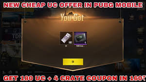 After the activation step has been successfully completed. New Cheap Uc Offer In Pubg Mobile Get 180 Uc 4 Crate Coupon In 160 Youtube