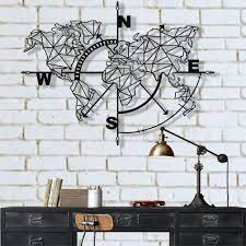 Creative rustic vintage decorative round metal art compass wall decor. Metal World Map Wall Art Geometric Compass Metal Wall Decor Wall Decoration Home Office Decor Plaques Signs Aliexpress