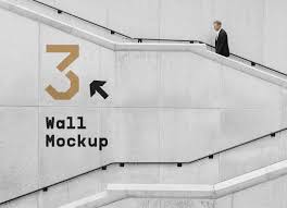 Download Free Stairs Wayfinding Wall Mockup Psd Good Mockups