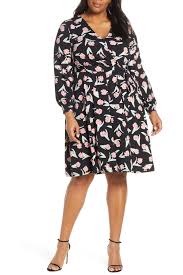 Eloquii Floral Long Sleeve Wrap Dress Plus Size Nordstrom Rack