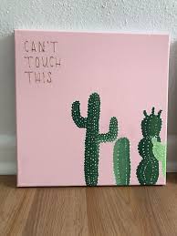 Cactus Can T Touch This Canvas Paint Toiles De Peinture Toile Acrylique Idees De Peinture Sur Toile