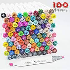 Amazon Com 100 Colors Marker Pen Dual Tip Alcohol Based Art Markers 100 Colors Plus 1 Blender Permanent Marker Pens Alcohol Markers Marker Art Sketch Markers