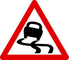 Some older designs of signs may still be seen on the roads. Slippery Road Ahead Triangle Fig 557 600mm Class 2 Reflective Traffic Sign Stocksigns