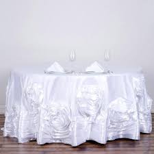 132 White Large Rosette Round Lamour Satin Tablecloth Wedding Cake Table Bridal Table White Wedding Decorations