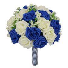 Check spelling or type a new query. Royal Blue And Ivory Wedding Bouquet With Silk Flowers Vanrina