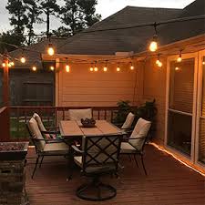 Brightown Led Outdoor Patio String Lights 48ft Weatherproof Commercial Grade Hanging Lights With 15 Shatterproof Bulbs Ul Listed Connectable Strand For Backyard Porch Bistro Party 2w E26 Base Black Amazon Com