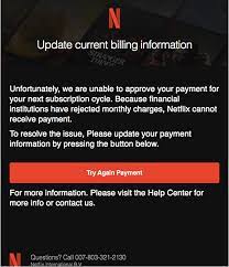 The payment will be reflected in your credit card bill. Alert Issued For Netflix Update Your Payment Email Scam Litchfield Daily Voice