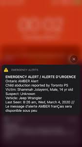 Cae) is a message distributed by a child abduction alert system to ask the public for help in finding abducted. Amber Alert Just Went Off Toronto